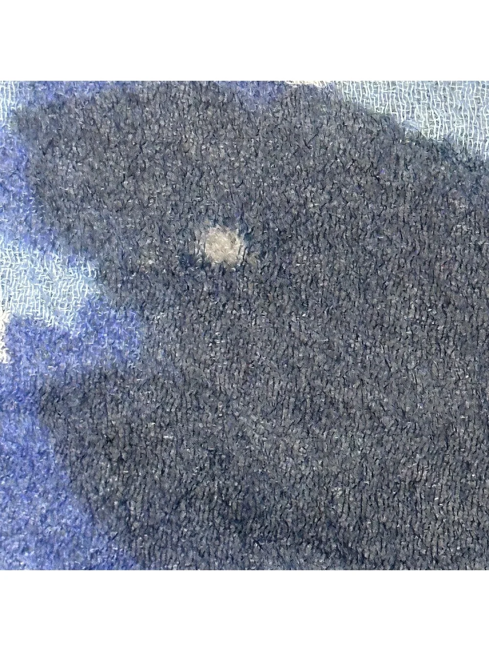 Vintage Lightweight Blue Floral Pattern Scarf with Navy Leaf Border